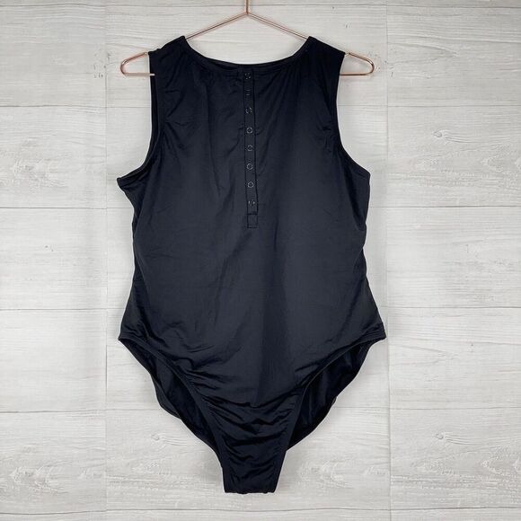 Andie Swim The Malibu One Piece Swimsuit XXL Black Front Snap Full Coverage NWT - Picture 2 of 16